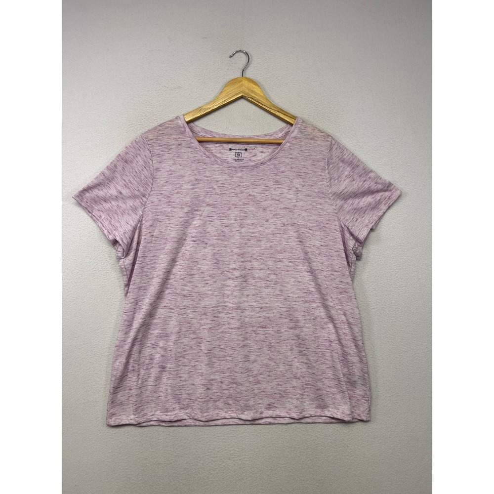 Casual Space Dye Architect Womens 3X Purple Short Sleeve Round Neck T-Shirt